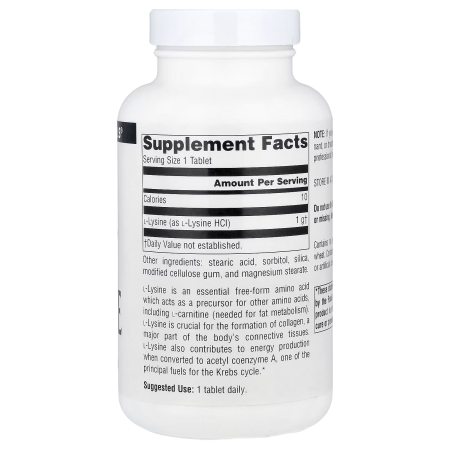 Лізин, L-Lysine, Source Naturals, 1000 мг, 100 таблеток