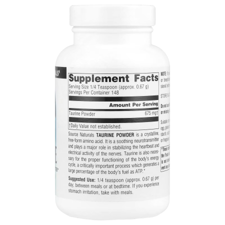 Таурин, Taurine Powder, Source Naturals, порошок, 100 г