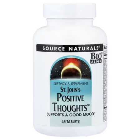 Підтримка нервової системи (звіробій), St. John's Positive Thoughts, Source Naturals, 45 таблеток