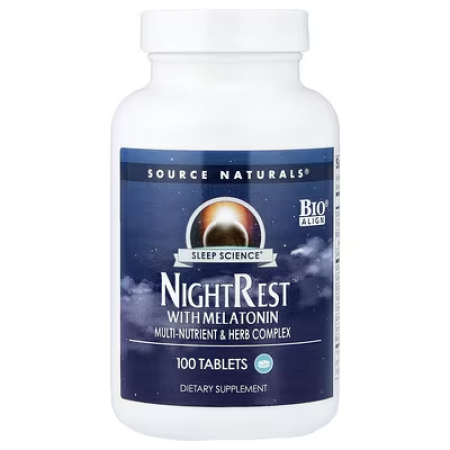 Підтримка сну з мелатоніном, NightRest With Melatonin, Source Naturals, 100 таблеток