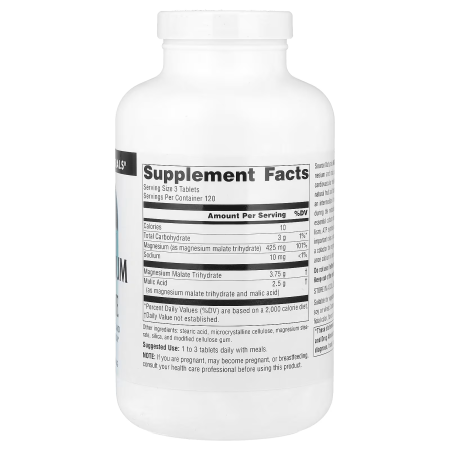 Магній малат, Magnesium Malate, Source Naturals, 3750 мг, 360 таблеток (1250 мг в 1 таблетці)