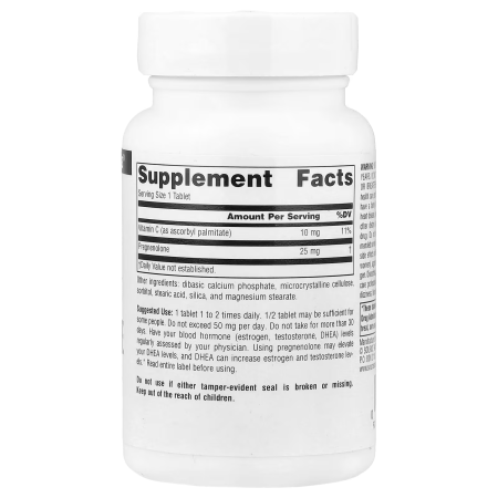Прегненолон, Pregnenolone, Source Naturals, 25 мг, 120 таблеток