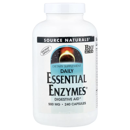 Ферменти для травлення, Essential Enzymes, Source Naturals, вегетаріанські, 500 мг, 240 капсул