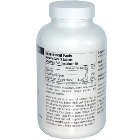 Кальцій цитрат, Calcium Citrate, Source Naturals, 1000 мг, 180 таблеток