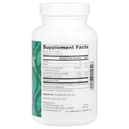 Хлорелла, Yaeyama Chlorella, Source Naturals, 200 мг, 600 таблеток