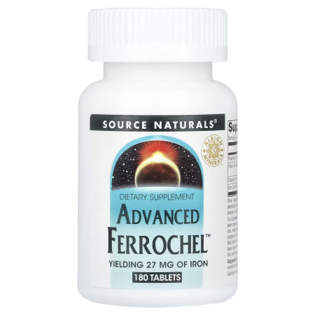 Залізо, Advanced Ferrochel, Source Naturals, 180 таблеток