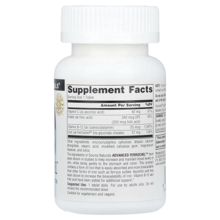 Залізо, Advanced Ferrochel, Source Naturals, 180 таблеток