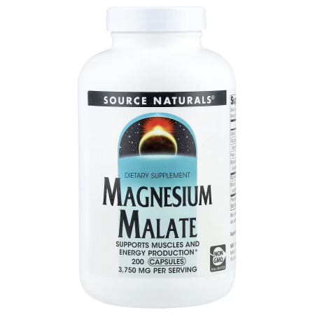 Магний малат, Magnesium Malate, Source Naturals, 625 мг, 200 капсул