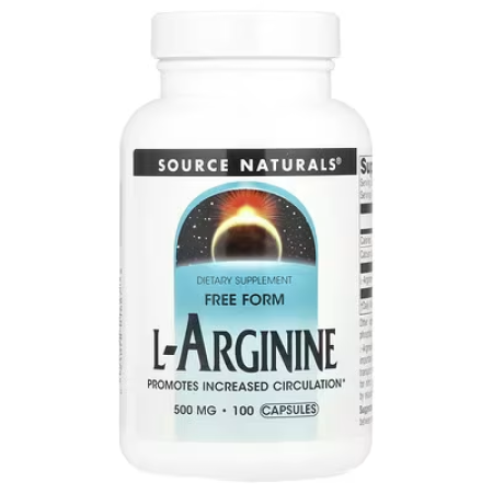Аргінін, L-Arginine, Source Naturals, вільна форма, 500 мг, 100 капсул