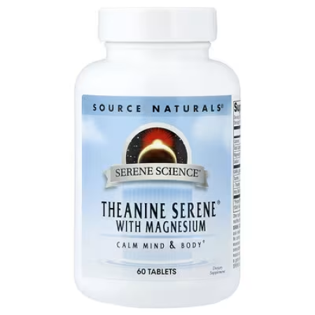Теанін, спокій, Theanine Serene, Source Naturals, 60 таблеток
