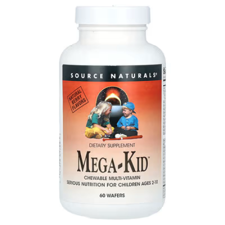 Вітаміни та мінерали для дітей від 2 до 10 років, Mega-Kid, Source Naturals, смак ягід, 60 жувальних таблеток