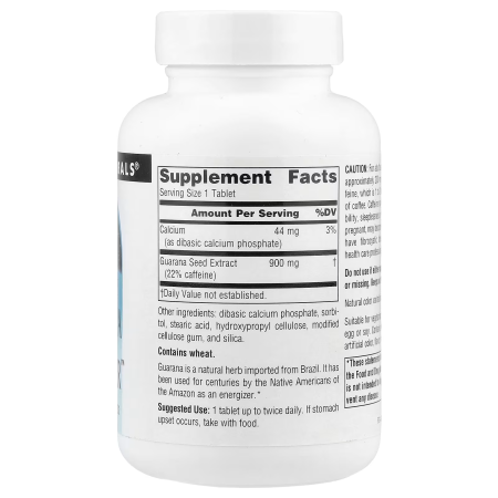 Гуарана, Guarana Energizer, Source Naturals, 900 мг, 60 таблеток