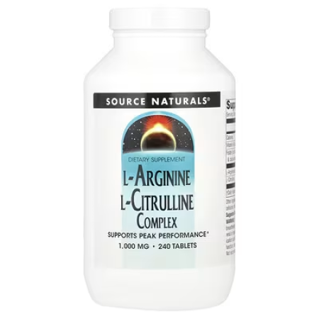 Аргінін, цитрулін (амінокислоти), L-Arginine L-Citrulline, Source Naturals, комплекс, 1000 мг, 240 таблеток