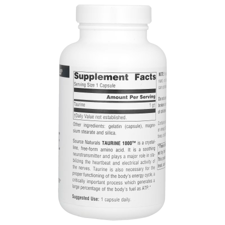 Таурин, Taurine 1000, Source Naturals, 1000 мг, 120 капсул