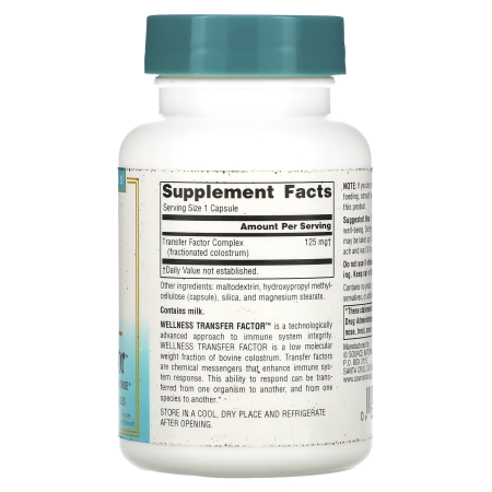 Молозиво, Transfer Factor, Source Naturals, Wellness, 125 мг, 60 капсул