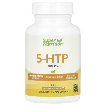 5-гідрокситриптофан, 5-HTP, Super Nutrition, 100 мг, 60 вегетаріанських капсул