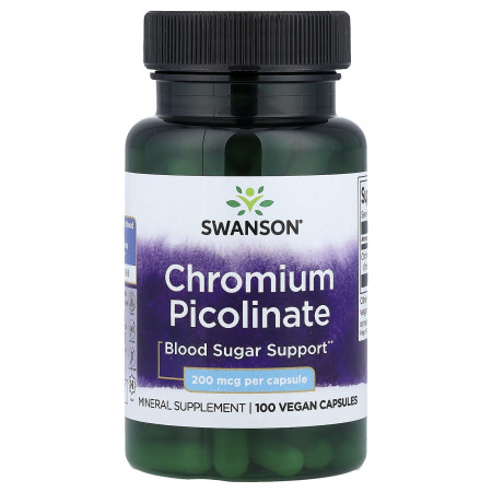 Хром піколінат, Chromium Picolinate, Swanson, 200 мкг, 100 капсул