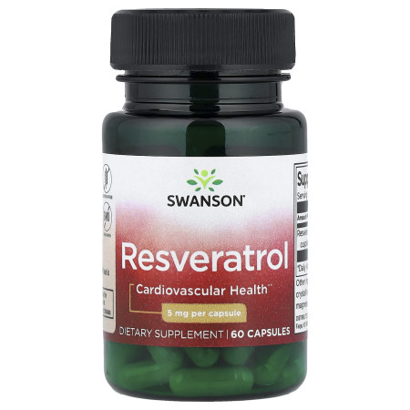 Ресвератрол, Resveratrol, Swanson, 5 мг, 60 капсул