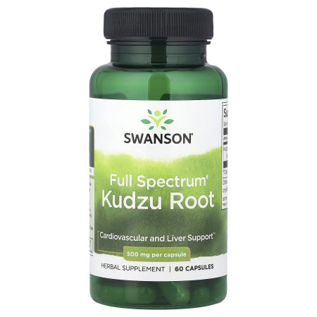 Кудзу корінь, Kudzu Root, Swanson, повного спектру, 500 мг, 60 капсул