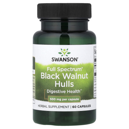 Шкаралупа чорного горіха, Black Walnut Hulls, Swanson, 500 мг, 60 капсул
