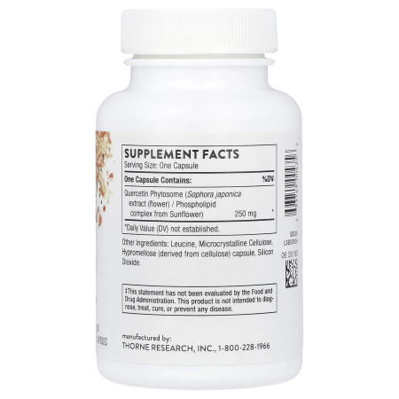 Кверцетин фитосомы, Quercetin Phytosome, Thorne, 60 капсул (250 мг на капсулу)