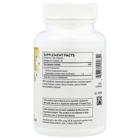 Фітосома куркуміну, Curcumin Phytosome, Thorne, 1000 мг, 60 капсул