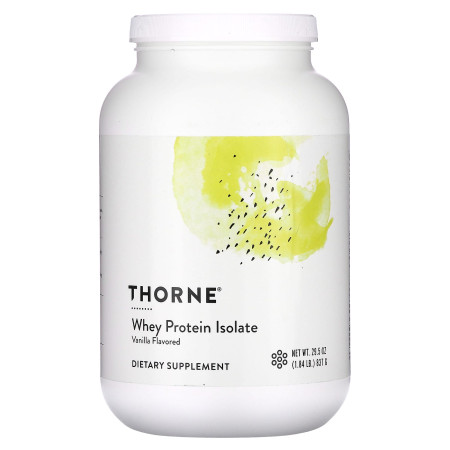 Изолят сывороточного протеина, Whey Protein Isolate, Thorne, вкус ванили, 837 г