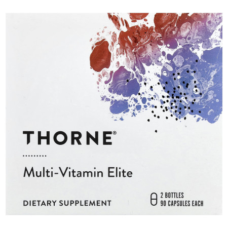 Мультивітаміни еліт, Multi-Vitamin Elite NSF Certified for Sport, Thorne, 2 пляшки по 90 капсул