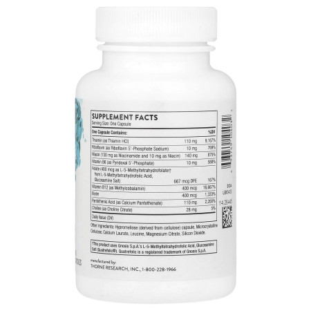 Витамины группы B, Basic B Complex, Thorne, 60 капсул