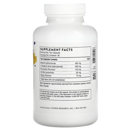 Пищеварительные ферменты, Advanced Digestive Enzymes, Thorne, усовершенствованные, 180 капсул