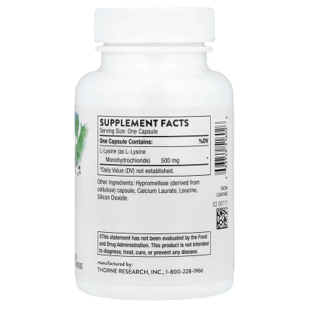 Лізин, L-Lysine, Thorne, 60 капсул