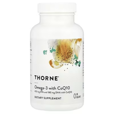 Омега-3 с коэнзимом Q-10, Omega-3 with CoQ10, Thorne, 90 гелевых капсул.