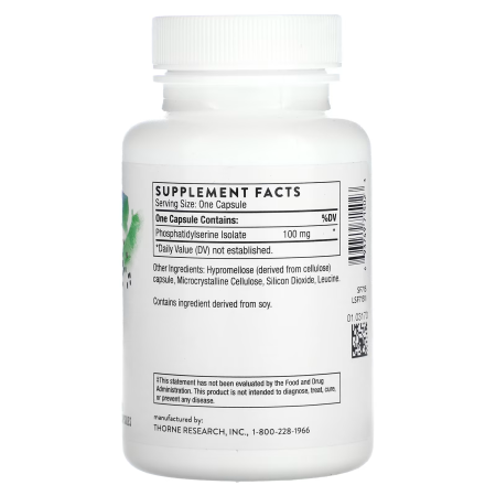 Фосфатидилсерин, Phosphatidylserine, Thorne, 60 капсул (100 мг на капсулу)