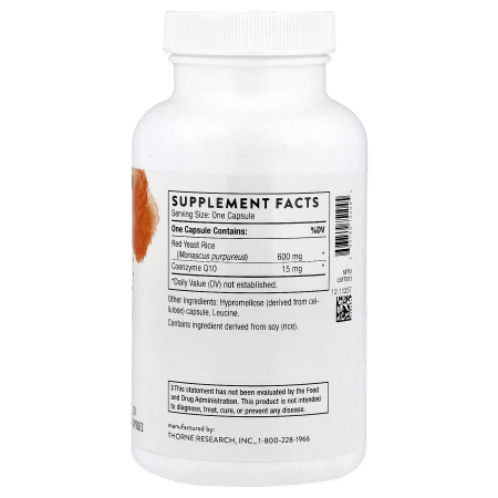 Червоний дріжджовий рис з коензимом Q10, Red Yeast Rice + CoQ10, Thorne, 120 капсул