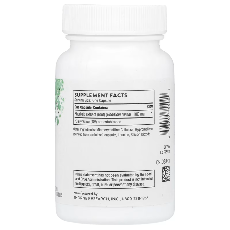 Родіола рожева, Rhodiola, Thorne, 60 капсул (100 мг на капсулу)
