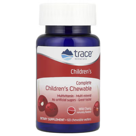 Мультивитамины для детей, Complete Multi Children's, Trace Minerals, со вкусом дикой вишни, 60 жевательных таблеток