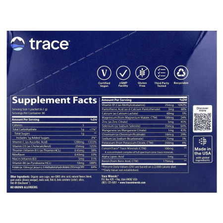 Електроліти зі смаком мандарину, Electrolyte Stamina Power Pak, Trace Minerals Research, 30 пакетів по 6,1 г