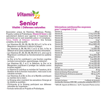 Витаминный комплекс для зрелого и пожилого возраста, SENIOR, Vitamin’22, иммунитет, плотность костей, память, зрение, 30 таблеток