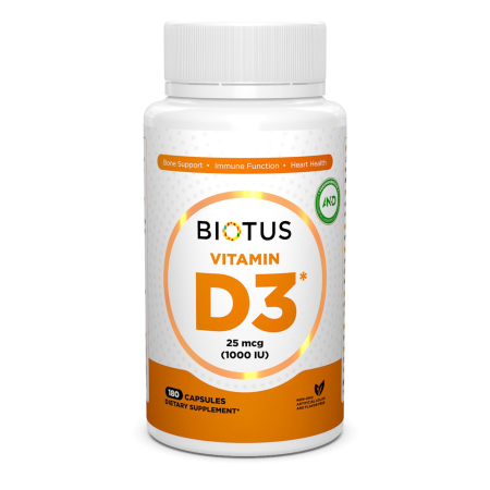 Вітамін D3, Vitamin D3, Biotus, 1000 МЕ, 180 капсул