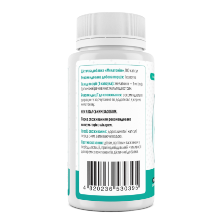 Мелатонін, Melatonin, Biotus, 3 мг, 100 капсул