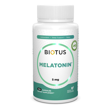 Мелатонін, Melatonin, Biotus, 5 мг, 100 капсул
