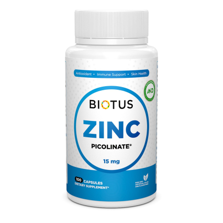 Цинк піколінат, Zinc Picolinate, Biotus, 15 мг, 100 капсул