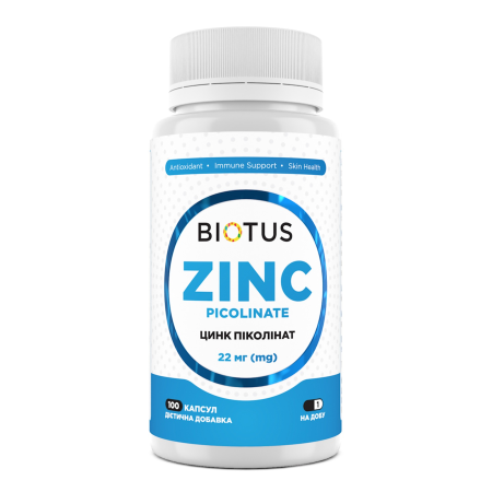Цинк піколінат, Zinc Picolinate, Biotus, 22 мг, 100 капсул
