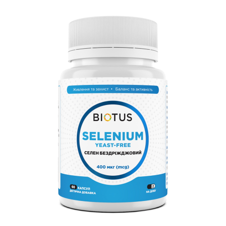 Селен, Selenium, Biotus, без дріжжів, 400 мкг, 60 капсул (200 мкг у капсулі)
