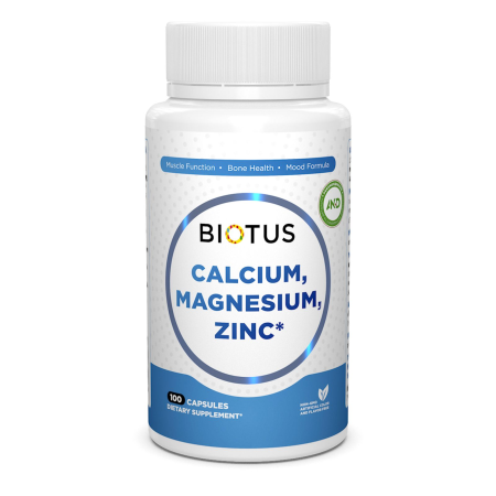 Кальцій, магній, цинк и вітамін D3, Calcium, Magnesium, Zinc and Vitamin D3, Biotus, 100 капсул