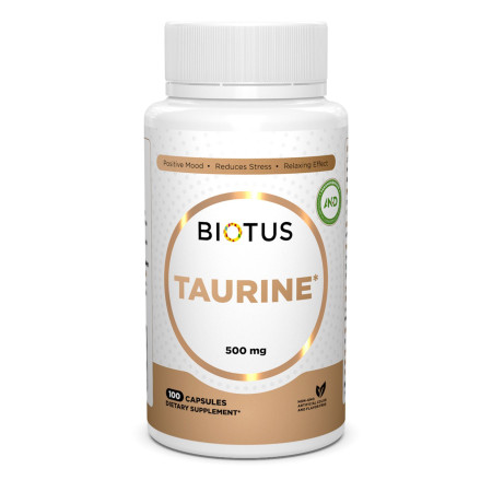 Таурин, Taurine, Biotus, 500 мг, 100 капсул