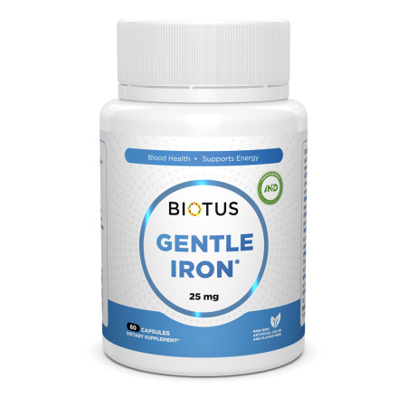 Залізо, Gentle Iron, Biotus, 25 мг, 60 капсул