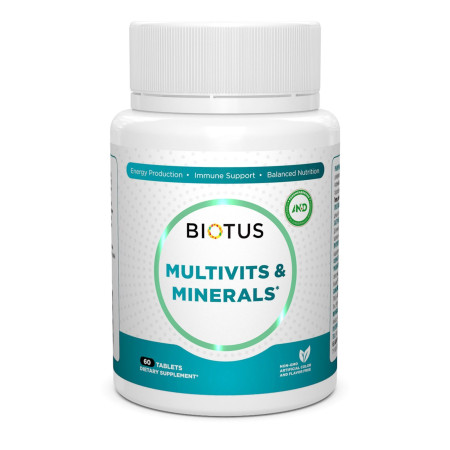 Мультивітаміни та мінерали, Multivits & Minerals, Biotus, 60 таблеток