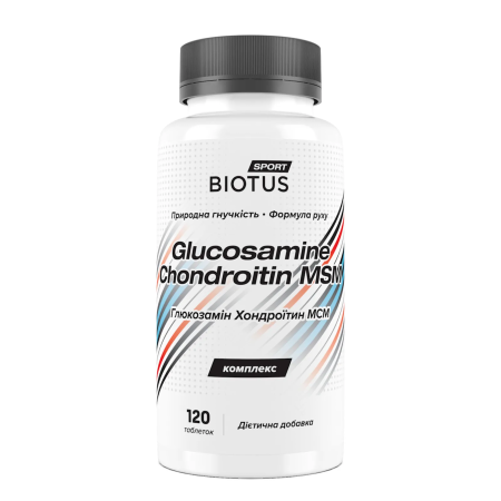 Глюкозамін, Хондроїтин, МСМ, Glucosamine, Chondroitin, MSM, Biotus, 120 таблеток