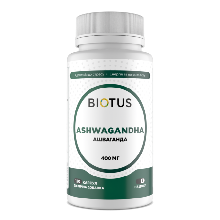 Ашваганда, Ashwagandha, Biotus, 400 мг, 120 капсул